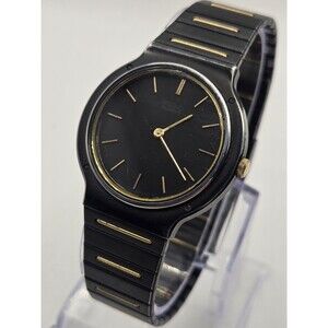 Vintage Seiko SQ Sport Black St.Steel Day 31mm Watch. New Battery. 7.25" Band